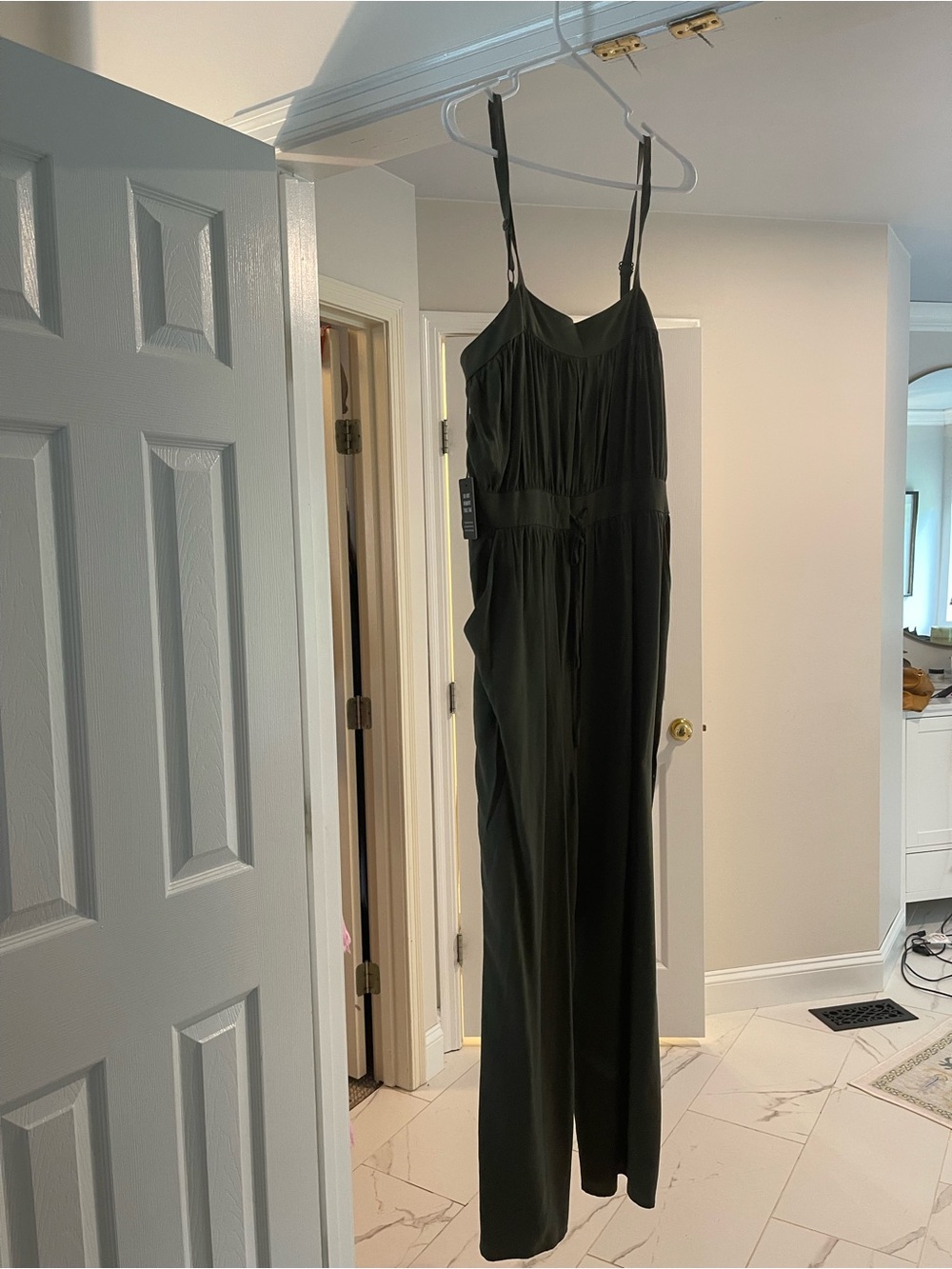 Express Olive Green Spaghetti-Strap Jumpsuit